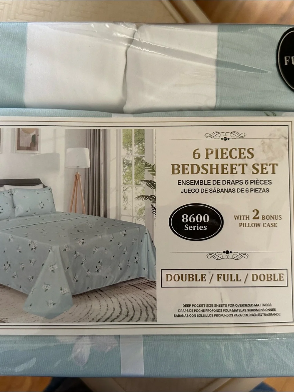 6-Piece Light Blue Floral Bedsheet Set -